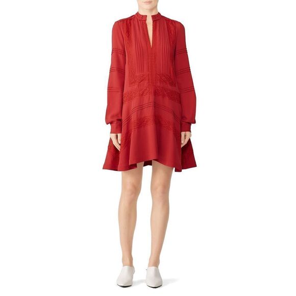 Derek Lam 10 Crosby Red Lace Panel Shift Dress - Picture 1 of 10